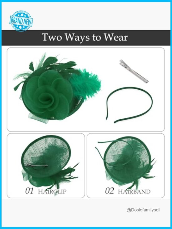 Feather Derby Fascinator Hat with Headband Clip Elegant Cocktail Wedding Tea main image 6